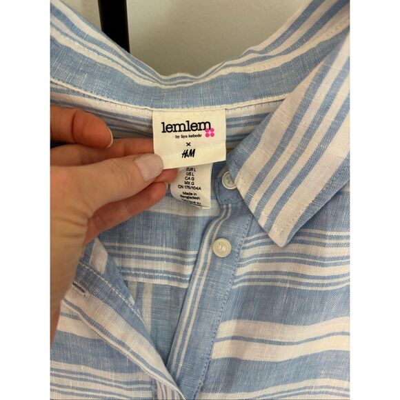 NWOT H&M x Lemlem by Liya Kebede linen striped shirt dress, $180 Large - Picture 4 of 9